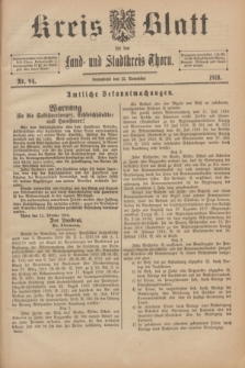 Kreis-Blatt für den Land - und Stadtkreis Thorn. 1918, Nr. 94 (25 November) + dod.