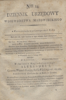 Dziennik Urzędowy Woiewodztwa Mazowieckiego. 1817, nr 14 (17 lutego) + dod.