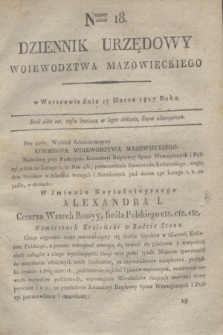 Dziennik Urzędowy Woiewodztwa Mazowieckiego. 1817, nr 18 (17 marca) + dod.