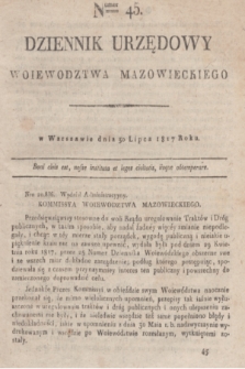 Dziennik Urzędowy Woiewodztwa Mazowieckiego. 1817, nr 45 (30 lipca) + dod.