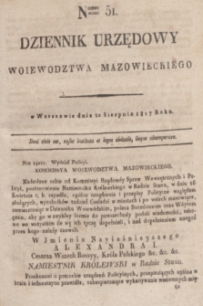 Dziennik Urzędowy Woiewodztwa Mazowieckiego. 1817, nr 51 (20 sierpnia) + dod.