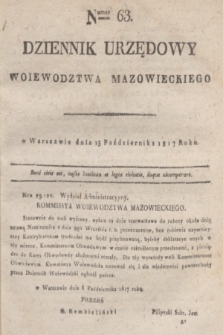 Dziennik Urzędowy Woiewodztwa Mazowieckiego. 1817, nr 63 (13 października) + dod.