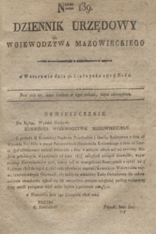 Dziennik Urzędowy Woiewodztwa Mazowieckiego. 1818, nr 139 (30 listopada) + dod.