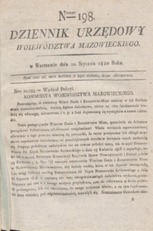 Dziennik Urzędowy Woiewództwa Mazowieckiego. 1820, nr 198 (10 stycznia) + dod.