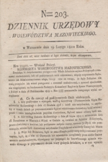 Dziennik Urzędowy Woiewództwa Mazowieckiego. 1820, nr 203 (14 lutego) + dod.
