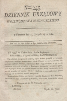 Dziennik Urzędowy Województwa Mazowieckiego. 1820, nr 245 (13 listopada) + dod.