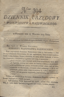 Dziennik Urzędowy Województwa Mazowieckiego. 1823, nr 394 (15 września) + dod.