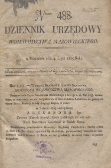 Dziennik Urzędowy Województwa Mazowieckiego. 1825, nr 488 (4 lipca) + dod.