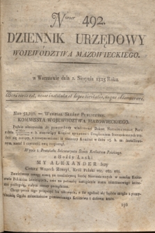 Dziennik Urzędowy Województwa Mazowieckiego. 1825, nr 492 (1 sierpnia) + dod.