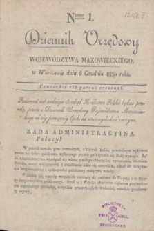 Dziennik Urzędowy Województwa Mazowieckiego. 1830, nr 1 (6 grudnia)