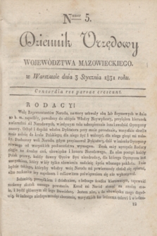 Dziennik Urzędowy Województwa Mazowieckiego. 1831, nr 5 (3 stycznia) + dod.