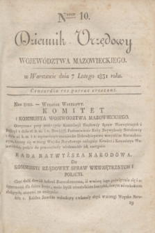 Dziennik Urzędowy Województwa Mazowieckiego. 1831, nr 10 (7 lutego)
