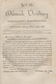Dziennik Urzędowy Województwa Mazowieckiego. 1831, nr 15 (14 marca)