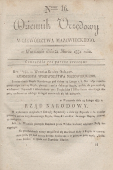 Dziennik Urzędowy Województwa Mazowieckiego. 1831, nr 16 (21 marca) + dod.