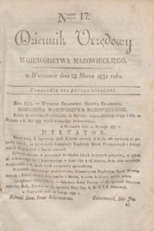 Dziennik Urzędowy Województwa Mazowieckiego. 1831, nr 17 (28 marca) + dod.