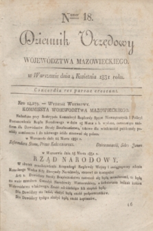 Dziennik Urzędowy Województwa Mazowieckiego. 1831, nr 18 (4 kwietnia) + dod.