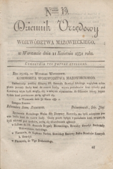 Dziennik Urzędowy Województwa Mazowieckiego. 1831, nr 19 (11 kwietnia) + dod.