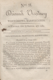 Dziennik Urzędowy Województwa Mazowieckiego. 1831, nr 21 (25 kwietnia) + dod.