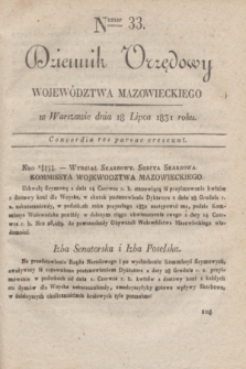 Dziennik Urzędowy Województwa Mazowieckiego. 1831, nr 33 (18 lipca) + dod.