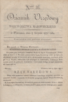 Dziennik Urzędowy Województwa Mazowieckiego. 1831, nr 36 (8 sierpnia) + dod.