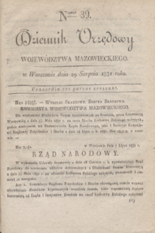 Dziennik Urzędowy Województwa Mazowieckiego. 1831, nr 39 (29 sierpnia)