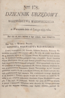 Dziennik Urzędowy Województwa Mazowieckiego. 1835, nr 178 (16 lutego) + dod.