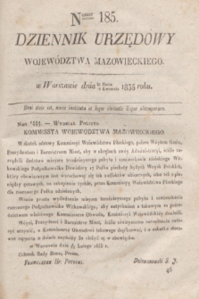 Dziennik Urzędowy Województwa Mazowieckiego. 1835, nr 185 (25 marca) + dod.