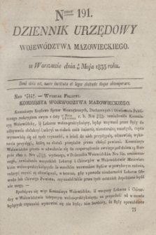Dziennik Urzędowy Województwa Mazowieckiego. 1835, nr 191 (18 maja) + dod.