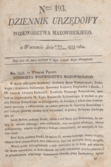 Dziennik Urzędowy Województwa Mazowieckiego. 1835, nr 193 (1 czerwca) + dod.