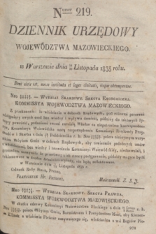 Dziennik Urzędowy Województwa Mazowieckiego. 1835, nr 219 (30 listopada) + dod.