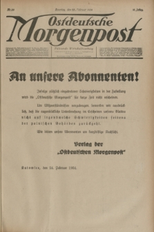 Ostdeutsche Morgenpost : Führende Wirtschaftszeitung. Jg.16, Nr. 55 (25 Februar 1934) - wyd. nadzwyczajne