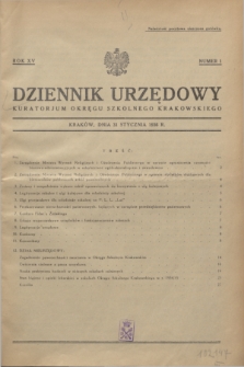 Dziennik Urzędowy Kuratorjum Okręgu Szkolnego Krakowskiego. R.15, nr 1 (31 stycznia 1936)