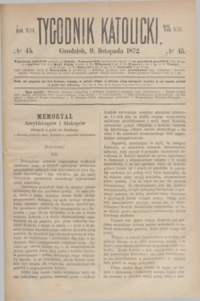 Tygodnik Katolicki. R.13, № 45 (9 listopada 1872)