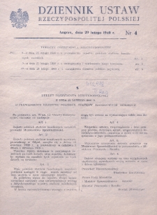 Dziennik Ustaw Rzeczypospolitej Polskiej. 1940, nr 4