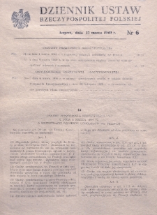 Dziennik Ustaw Rzeczypospolitej Polskiej. 1940, nr 6