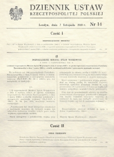 Dziennik Ustaw Rzeczypospolitej Polskiej. 1940, nr 14