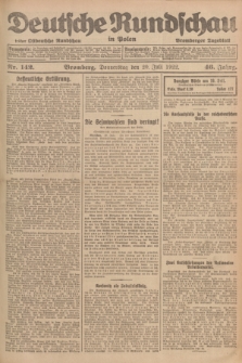 Deutsche Rundschau in Polen : früher Ostdeutsche Rundschau, Bromberger Tageblatt. Jg.46, Nr. 142 (20 Juli 1922) + dod.
