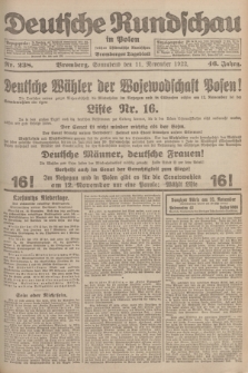 Deutsche Rundschau in Polen : früher Ostdeutsche Rundschau, Bromberger Tageblatt. Jg.46, Nr. 238 (11 November 1922) + dod.