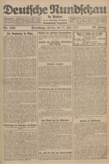 Deutsche Rundschau in Polen : früher Ostdeutsche Rundschau, Bromberger Tageblatt. Jg.47, Nr. 156 (13 Juli 1923) + dod.