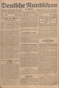 Deutsche Rundschau in Polen : früher Ostdeutsche Rundschau, Bromberger Tageblatt. Jg.47, Nr. 183 (14 August 1923) + dod.