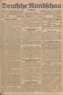 Deutsche Rundschau in Polen : früher Ostdeutsche Rundschau, Bromberger Tageblatt. Jg.47, Nr. 189 (22 August 1923) + dod.