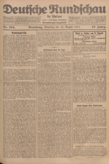 Deutsche Rundschau in Polen : früher Ostdeutsche Rundschau, Bromberger Tageblatt. Jg.47, Nr. 194 (28 August 1923) + dod.