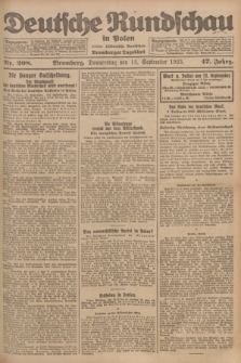 Deutsche Rundschau in Polen : früher Ostdeutsche Rundschau, Bromberger Tageblatt. Jg.47, Nr. 208 (13 September 1923) + dod.