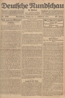Deutsche Rundschau in Polen : früher Ostdeutsche Rundschau, Bromberger Tageblatt. Jg.47, Nr. 209 (14 September 1923) + dod.