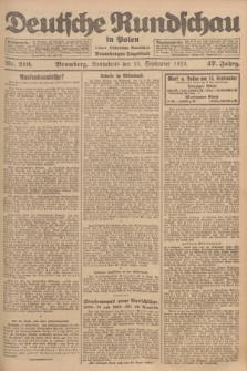 Deutsche Rundschau in Polen : früher Ostdeutsche Rundschau, Bromberger Tageblatt. Jg.47, Nr. 210 (15 September 1923) + dod.