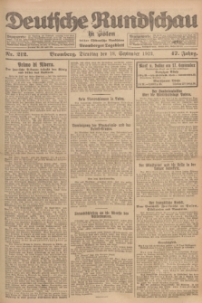 Deutsche Rundschau in Polen : früher Ostdeutsche Rundschau, Bromberger Tageblatt. Jg.47, Nr. 212 (18 September 1923) + dod.