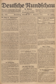 Deutsche Rundschau in Polen : früher Ostdeutsche Rundschau, Bromberger Tageblatt. Jg.47, Nr. 213 (19 September 1923) + dod.