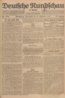 Deutsche Rundschau in Polen : früher Ostdeutsche Rundschau, Bromberger Tageblatt. Jg.47, Nr. 214 (20 September 1923) + dod.