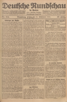 Deutsche Rundschau in Polen : früher Ostdeutsche Rundschau, Bromberger Tageblatt. Jg.47, Nr. 215 (21 September 1923) + dod.