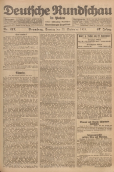 Deutsche Rundschau in Polen : früher Ostdeutsche Rundschau, Bromberger Tageblatt. Jg.47, Nr. 217 (23 September 1923) + dod.